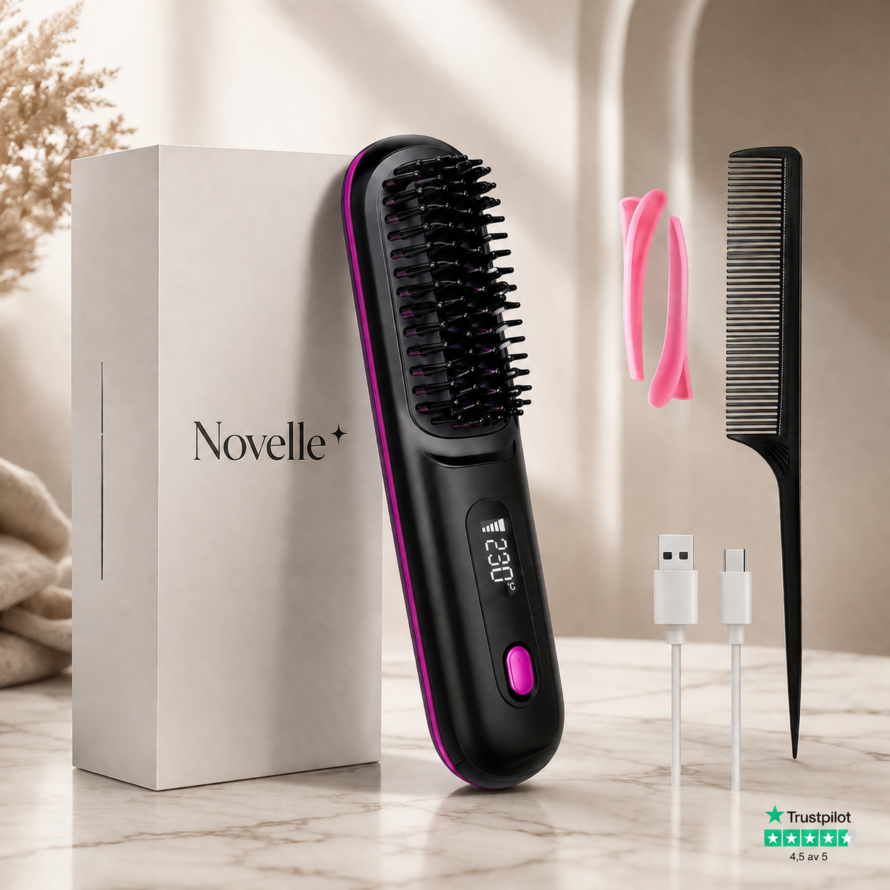 Novelle™ – Trådlös Plattborste med Värmeskydd